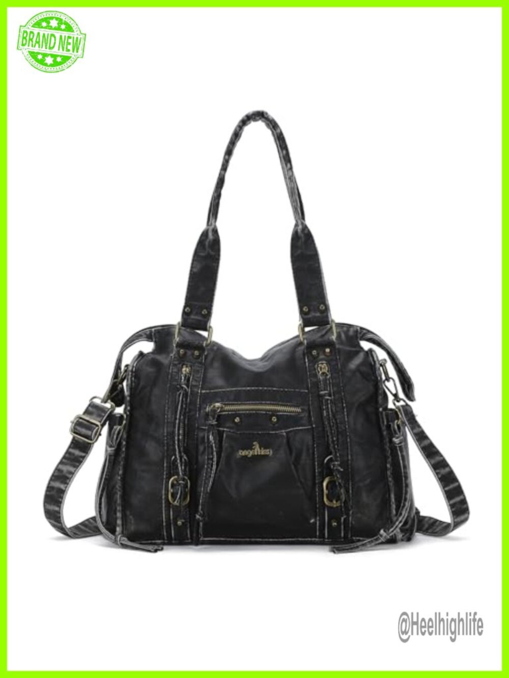 Vintage Leather Large Hobo Shoulder Bag Laptop Tote Multi Pocket Satchel
